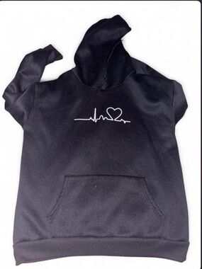 Black Heartbeat Heart Graphic Hoodie